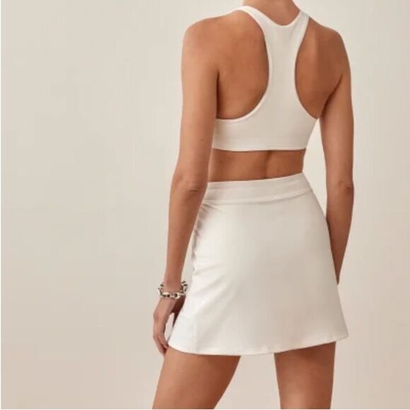 Reformation Cream Nina EcoMove Athletic Skirt Size Small High Waist Mini Active - Picture 3 of 16